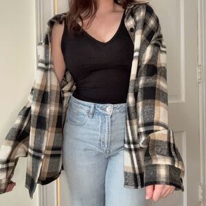 SHEIN Plaid Flannel Button Up Shirt